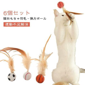 6個セット 猫おもちゃ 弾力ボール 羽毛 ボール 猫じゃらし 噛む 歯磨き 猫の玩具 ねこ おもちゃ 運動不足解消 ストレス解消 ペットおもちゃ キャ