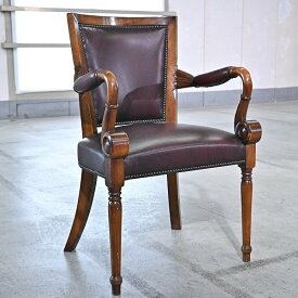 スペイン製 29万 バロッサバレンティ アームチェアe 本革 椅子 ダイニング マホガニー材 アールヌーボー VAROSA VALENTI【中古家具/中古インテリア/USED家具ユーズド家具/リサイクル】