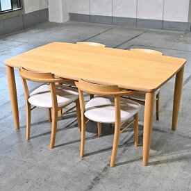 柏木工 ダイニング5点セット ナラ材 無垢 天然木 北欧スタイル ナチュラル テーブル リビング ダイニング 食卓 KASHIWA 飛騨【 中古家具/中古インテリア/USED家具ユーズド家具/リサイクル】