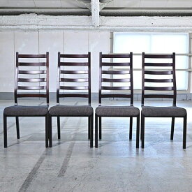 天童木工 ラダーバックチェア 4脚 アームレス 菅沢光政 サペリ材 ファブリック ハイバック ダイニング モダン はしご 椅子 食卓 Tendo【 中古家具/中古インテリア/USED家具ユーズド家具/リサイクル】