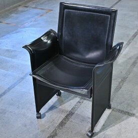 イタリア製 matteograssi ダイニングチェア ティトアニョーリ C 椅子 メタル レザー イタリア モダン マテオグラッシ【 中古家具/中古インテリア/USED家具ユーズド家具/リサイクル】