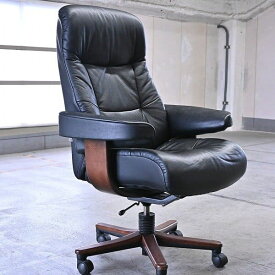 イエリアーダ「SCANSIT」キャスターチェアb 本革 椅子 オフィス デスク エグゼクティブ 書斎 Hjellegjerd【 中古家具/中古インテリア/USED家具ユーズド家具/リサイクル】