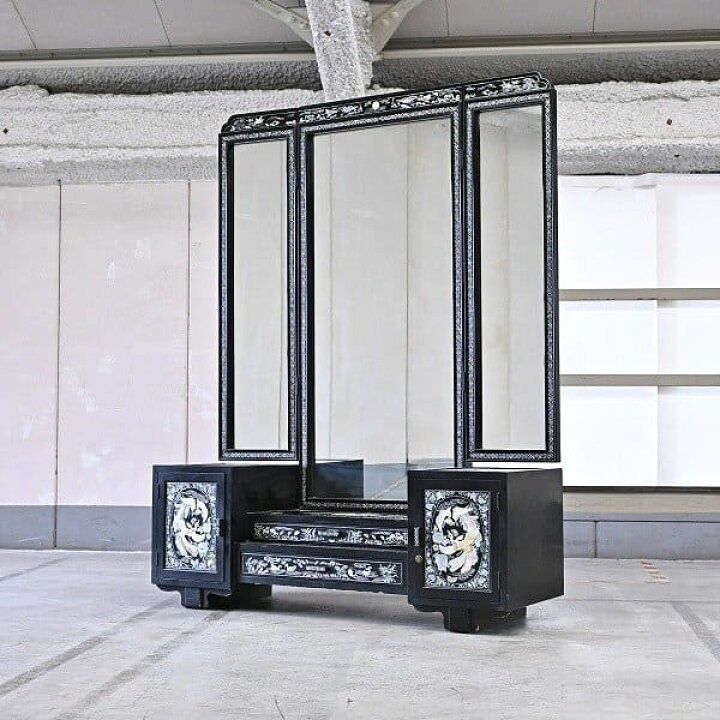 楽天市場】螺鈿細工 鏡台 ドレッサー 3枚鏡 鳥 夜光貝 収納 引き出し  