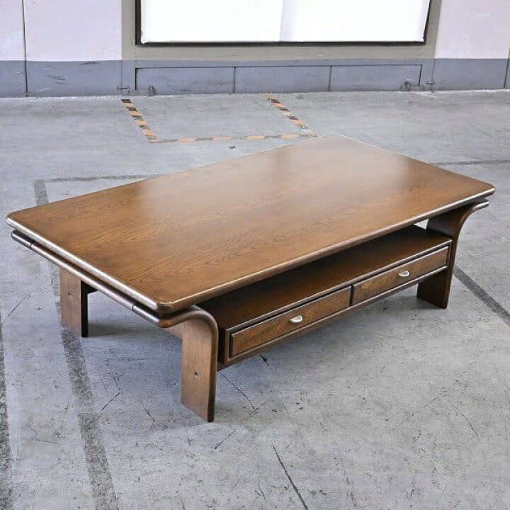 楽天市場】カリモク 10万 センターテーブル オーク材 曲げ木 引き出し  