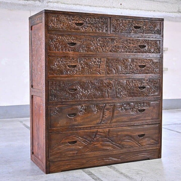 楽天市場】伝統工芸 軽井沢彫り 箪笥 チェスト 引き出し7杯 整理  