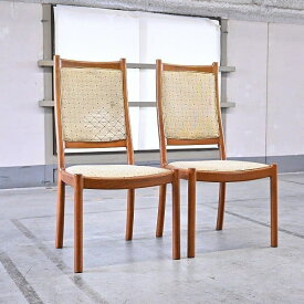 北欧スタイル ダイニングチェア2脚セットb チーク材 ファブリック ジャパニーズビンテージ調 椅子 ダイニング リビング 北欧テイスト【中古家具/中古インテリア/USED家具ユーズド家具/リサイクル】