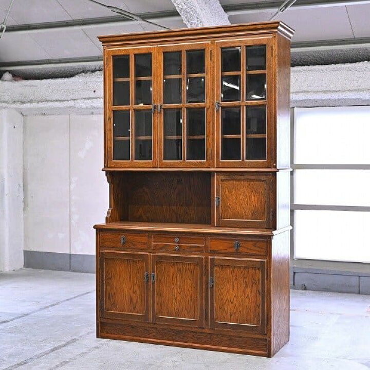 楽天市場】三越ブルージュ 食器棚 カップボード オーク材 無垢 ガラス  