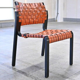 arflex 17万「NT」チェアf アームレス 川上元美 本革テープ編み リビング ダイニング 椅子 スタッキング アルフレックス イタリア【中古家具/中古インテリア/USED家具ユーズド家具/リサイクル】