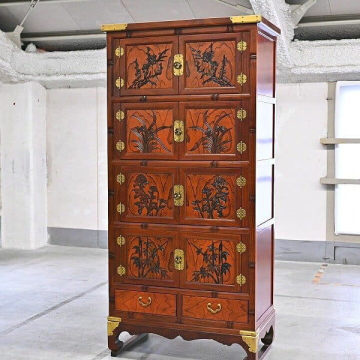 楽天市場】李朝家具「四層箪笥」ケヤキ材 金具装飾 チェスト 伝統家具 