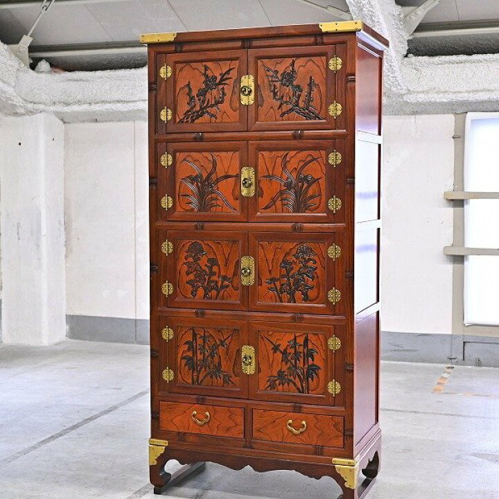 楽天市場】李朝家具「四層箪笥」ケヤキ材 金具装飾 チェスト 伝統家具 