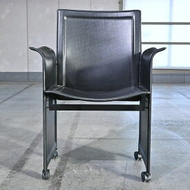 イタリア製 matteograssi ダイニングチェア ティトアニョーリ A 椅子 メタル レザー イタリア モダン マテオグラッシ【 中古家具/中古インテリア/USED家具ユーズド家具/リサイクル】