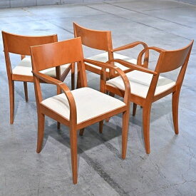 alfrex 72万 「KU」植木莞爾 チェリー材 ダイニングチェア リビング アームチェア 4脚セット 椅子 イタリア アルフレックス【中古家具/中古インテリア/USED家具ユーズド家具/リサイクル】