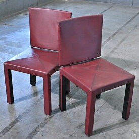 B&B Italia「Arcara」ダイニングチェア 二脚セット レザー Paolo Piva 本革 ヴィンテージ リビング 書斎 玄関 待合室 イタリア アルカラ【中古家具/中古インテリア/USED家具ユーズド家具/リサイクル】