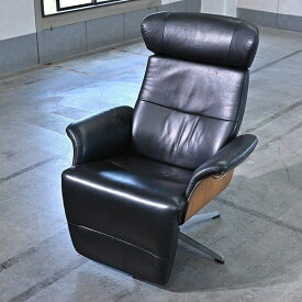 フランスベッド 66万 スウェーデン製「CONFORM/コンフォーム」リクライニングチェア 本革 シングルソファ オットマン一体型 高級 本革【中古家具/中古インテリア/USED家具ユーズド家具/リサイクル】