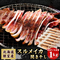 訳あり 北海道 根室産 スルメイカ 開き干し 1kg 約7〜13枚入 大容量 BBQ バーベキュー おつまみ イカ い…