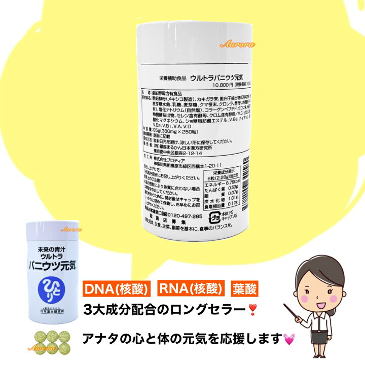 楽天市場】【パニウツ元気】 核酸×青汁サプリ 1ヶ月分 95g(約250粒) 6 
