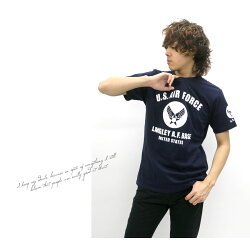 Tシャツメンズ夏ミリタリープリント半袖ホワイト/グレー/ブラック/ブルー/ネイビーM/L/LL【マルカワティーシャツUS.AIRFORCEエアフォースU.S.A.F】
