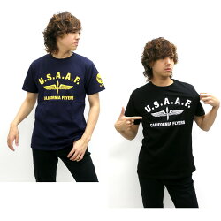 Tシャツメンズ夏ミリタリープリント半袖ホワイト/グレー/ブラック/ブルー/ネイビーM/L/LL【マルカワティーシャツUS.AIRFORCEエアフォースU.S.A.F】