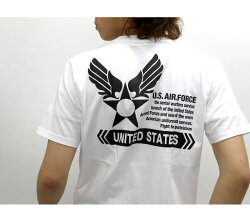 Tシャツメンズ夏ミリタリープリント半袖ホワイト/グレー/ブラック/ブルー/ネイビーM/L/LL【マルカワティーシャツUS.AIRFORCEエアフォースU.S.A.F】