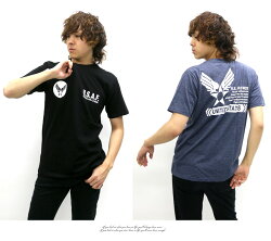 Tシャツメンズ夏ミリタリープリント半袖ホワイト/グレー/ブラック/ブルー/ネイビーM/L/LL【マルカワティーシャツUS.AIRFORCEエアフォースU.S.A.F】