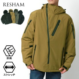 RESHAM レーシャム マウンテンパーカー メンズ バイク ジャケット おしゃれ 中綿ジャケット アウター 防風 防寒 撥水 ストレッチ バイカー ライダー 大人 20代 30代 40代 50代 春 秋 冬 黒 M L LL XL 2L 3L マルカワ