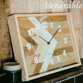 壁掛け時計 電波時計 Venerable（ベネレーブル）掛け時計 おしゃれ 北欧 かわいい 木製 掛時計 壁時計 ナチュラル インテリア ネイティブ ヴィンテージアートのようなデザイン【送料無料】【在庫あり】【あす楽】cl-3357-128