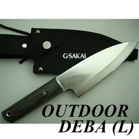 G・SAKAI　ジーサカイ　アウトドアデバL　キャンピング・フィッシング用ナイフ 出刃包丁 リネン製シース付属 送料無料