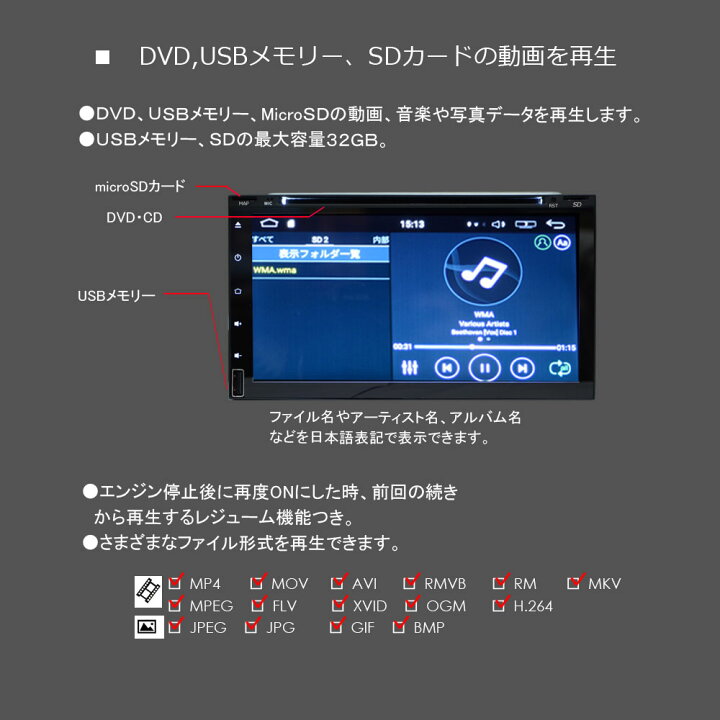 楽天市場】[送料無料]車載カーナビ 2din 7インチDVDプレーヤー 
