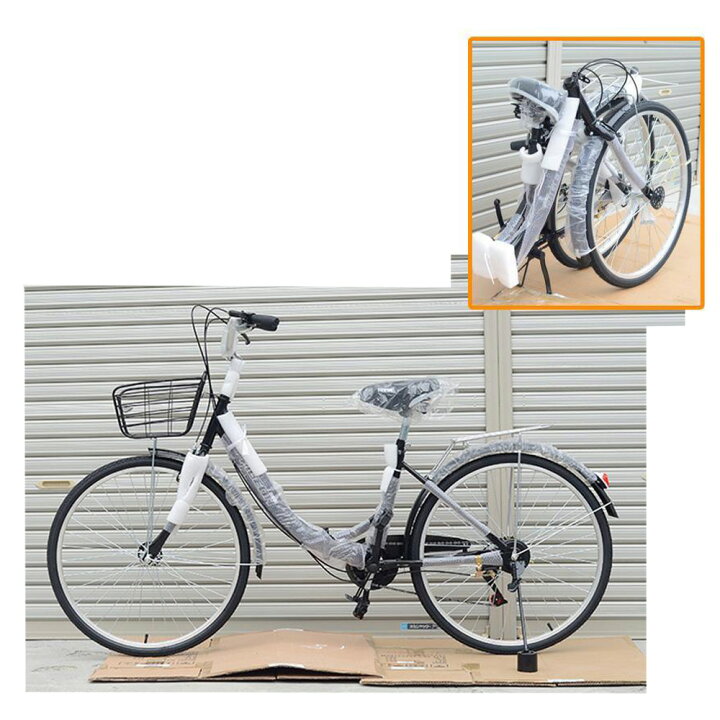 楽天市場】新品ママチャリ 折りたたみ自転車 26インチ6段変速ミニベロ  