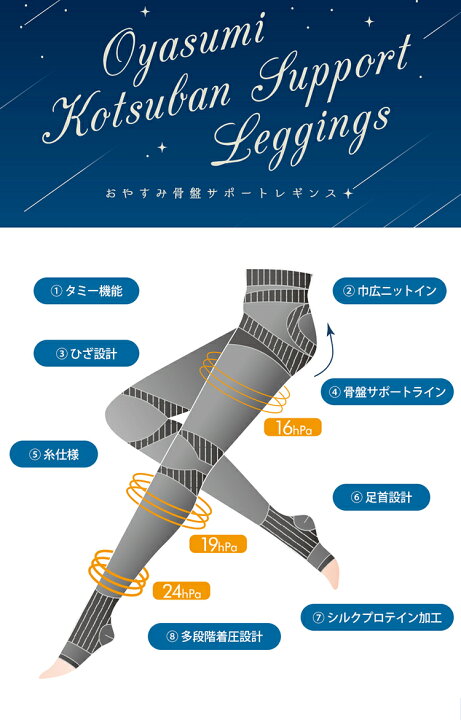 楽天市場】おやすみ骨盤サポートレギンス 夜用レギンス おやすみ