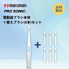 【電動歯ブラシ 本体セット】 電動歯ブラシ プロソニックMAX 本体＋替えブラシ6本セット DH220BL 電池式 音波振動歯ブラシ 音波歯ブラシ prosonic 電動 歯ブラシ 虫歯予防 歯磨き オーラルケア ハブラシ 歯垢除去 はぶらし はみがき