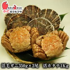 活毛がに 350g×2尾 活ほたて貝1kgセット(海鮮セットG)あす楽 帆立貝 毛蟹 毛ガニ カニ通販 道産品 お取り寄せ ギフト 北海道産