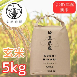 丸増【コシ玄5】新米 令和7年産 埼玉県産 コシヒカリ 玄米 5kg (5kg1袋) 未検査米 おいしいお米 brown rice 産地直送!