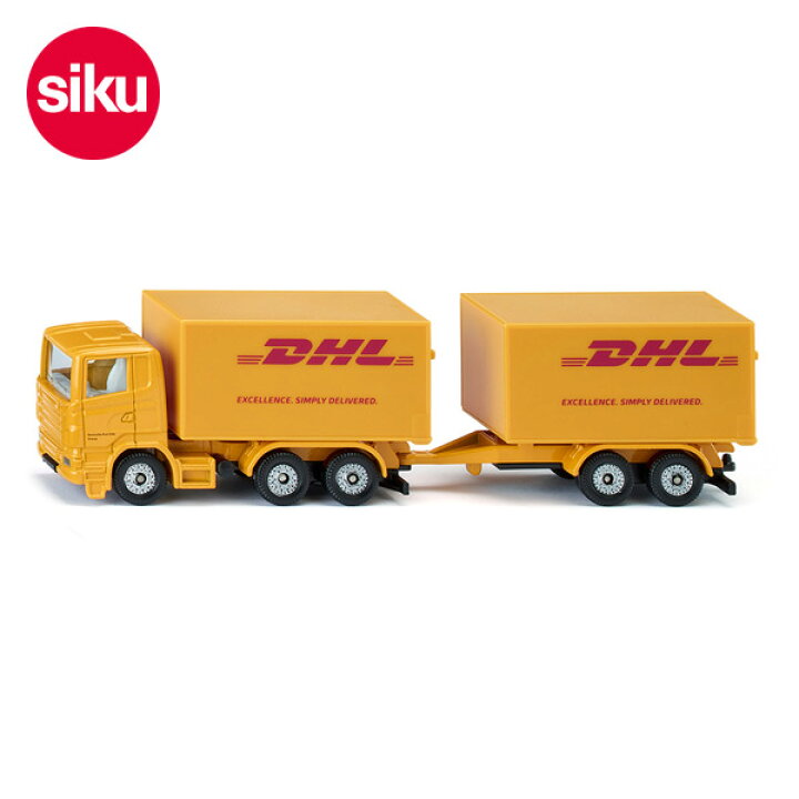 楽天市場 クーポン利用対象外 ﾒｰﾙ便不可 ボーネルンド ジク Sk1694 Mg Truck With Trailer Dhl Dhlトラックトレーラー付 キッズ オモチャ おもちゃ 玩具 クルマ 働く車 はたらくくるま 運搬車 ミニカー ミニチュアカー Siku Bornelund マルミヤワールド