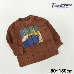 【30%OFF】ピンタックプリントTシャツ キッズ 長袖Tシャツ ロンT プリント アート 袖リブ シンプル 個性 Ocean&Ground オーシャンアンドグラウンド 4024986 1226005-13mm【メール便可】22AW-k-t【SALEsaleセ