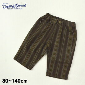 【30%OFF】先染めルーズストレートパンツ キッズ ボトムス ストライプ シェフパンツ レトロ 個性派 Ocean＆Ground オーシャンアンドグラウンド 4024987 1227008-12m14m 【メール便可】 22AW-k-b【SALEsaleセールバーゲン】