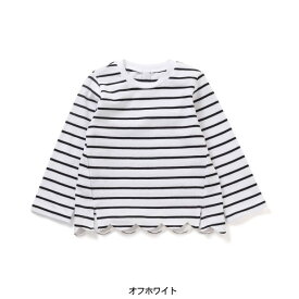 【30%OFF】スカラップボーダー長袖Tシャツ キッズ 女の子 ベビー トップス ロンT 長袖Tシャツ 長そで カットソー シンプル おんなのこ 子供服 セラフ Seraph 4026260 S106054-m14mm-NP12 【メール便可】 24SP-k-t【SALEsaleセールバーゲン】