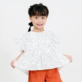 【50%OFF】フリルブラウス キッズ ベビー トップス 半袖ブラウス ドット 水玉 シンプル 女の子 子ども リオ RIO 4026388 P13005-42-14mmm 【メール便可】 24SP-4-t【SALEsaleセールバーゲン】