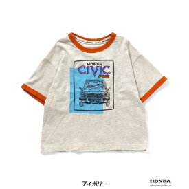 HONDAコラボTシャツ キッズ ベビー トップス 半袖Tシャツ 車 プリント リンガーTシャツ 男の子 カジュアル 子供 子ども 子供服 エフオーキッズ F.O.KIDS 4026397 R207014-90m14mm 【メール便可】