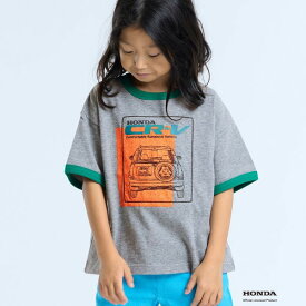 HONDAコラボTシャツ キッズ ベビー トップス 半袖Tシャツ 車 プリント リンガーTシャツ 男の子 カジュアル 子供 子ども 子供服 エフオーキッズ F.O.KIDS 4026397 R207014-90m14mm 【メール便可】