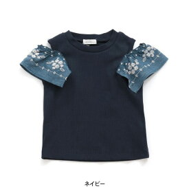 2wayオフショルスリーブ刺しゅうトップス キッズ 女の子 ベビー オフショルTシャツ ノースリーブ カットソー 女の子 子供服 セラフ Seraph 4026438トップス S207164-m14mm 【メール便可】