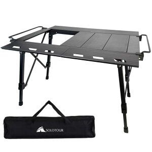 Solotour igt�e�[�u�� �A�E�g�h�A �e�[�u�� �L�����v �܂��� �A���~ ���߉\ �y�� ��� 30kg�׏d �֗� �o�[�x�L���[ �n�C�L���O �R���p�N�g ���[�ܕt��