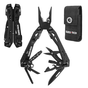 SWISS+TECH ���@�\�y���` �A�E�g�h�A�}���`�c�[�� 16-in-1 �}���`�v���C���[ �T�o�C�o���c�[�� ���b�N�@�\���� �J�b�^�[ �𔲂� ���X�� �ʐ؂� �h���C�o�[ �h�Зp �A�E�g�h�A DIY �o�R �L�����v