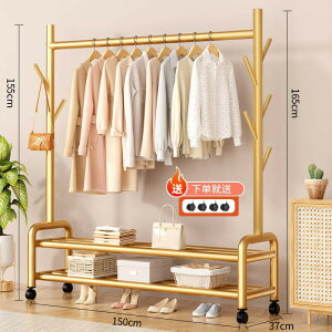 ハンガーラック 多機能収納 おしゃれ 洋服ラック 衣類収納 頑丈 防サビ キャスター付き 洋服掛け 、ベッドルーム自立型ハンガーディスプレイ衣類ラック 靴ラック付き、ヘビーデューティコ