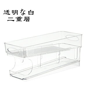 二層飲料収納ボックス/自動詰め替え/冷蔵庫収納飲料ボ 長さ36.5×幅16×高さ15.5cm ックスデスクトップコーラ収納ボックス二層大容量ロールオフ缶収納ラック 【送料無料】