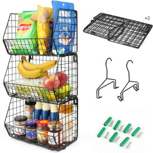 ワイヤーバスケット 折り畳み式 シェルフバスケット ネットかご 大容量 クローゼット 吊り下げ収納 ラック キッチン収納 バスルーム バスケット 風呂用吊り下げ 鉄製収納ご 台面整