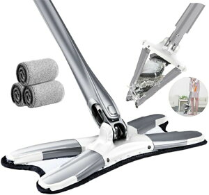 モップ お掃除 手が汚れない モップパッド3枚付き 拭き掃除 絞れるモップ 水拭きモップ 吸水モップ 回転モップ 使い便利 絞りやすい 油汚れ対応 拭き取れ