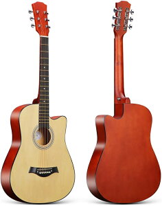 フォークギター 38 '' フルサイズ 大人 6弦 カッタウェイフォーク アコースティックギター 初心者向け