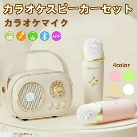 カラオケマイク カラオケスピーカーセット Bluetooth 無線マイク ワイヤレス 家庭用 子供用 カラオケセット TFカード再生 USB-C充電式 小型 ホームカラオケ KTV ポータブル ミニカラオケ 室内/室外/アウトドア Android/iPhoneに対応