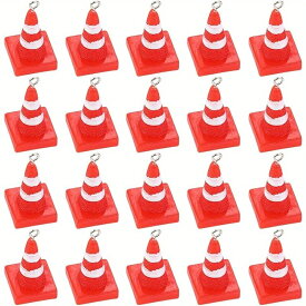 20ピース ミニ交通コーンチャーム - DIYジュエリー作り用レジン道路標識ペンダント、ネックレス、ブレスレット＆イヤリングクラフト.